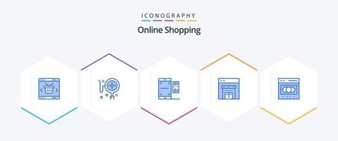 online boodschappen doen 25 blauw icoon pak inclusief e-commerce. winkelen. code. op te slaan. Valentijn vector