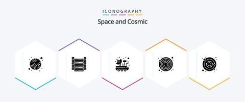 ruimte 25 glyph icoon pak inclusief ster. astronomie. satelliet. nadir. astronomie vector
