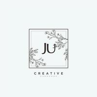 ju schoonheid vector eerste logo kunst, handschrift logo van eerste handtekening, bruiloft, mode, juwelen, boetiek, bloemen en botanisch met creatief sjabloon voor ieder bedrijf of bedrijf.