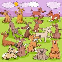 cartoon honden en puppy's grappige karakters groep vector