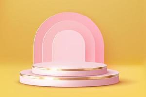 luxe roze pastel podium. abstract tafereel achtergrond. Product presentatie, bespotten omhoog, tonen kunstmatig Product, blanco podium, stadium voetstuk of platform. 3d vector. vector