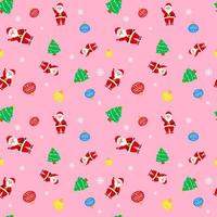 kerst schattige kerstman boom roze patroon voor inpakpapier vector