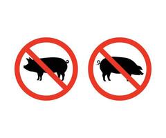 Nee varkensvlees icoon. varkensvlees verbod teken. Nee varken teken. verboden varken symbool vector