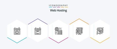 web hosting 25 lijn icoon pak inclusief firewall. onderhoud. aansluiten. hosten. vector