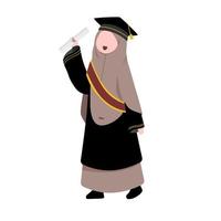 muslimah of hijab meisje diploma uitreiking vector