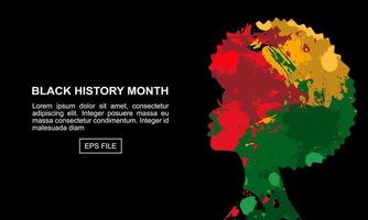 zwart geschiedenis maand voor modern keer illustratie met verf kleur zwart Dames met afro haar- silhouet vector