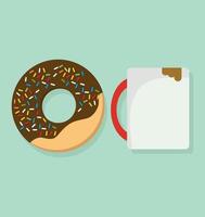 donut met koffiemok vector