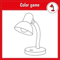 kleur bladzijde van een tafel lamp voor kinderen werkzaamheid. vector zwart en wit illustratie