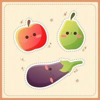 schattig fruit en groente esthetisch tekenfilm illustratie reeks vector