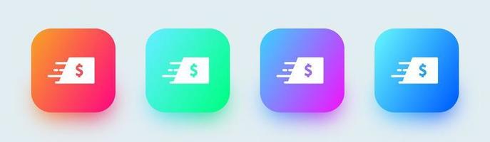 sturen geld solide icoon in plein helling kleuren. betaling tekens vector illustratie.
