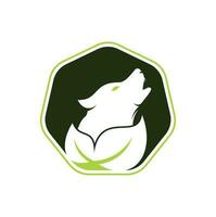 blad wolf logo ontwerp. natuur wolf logo ontwerp icoon vector. vector