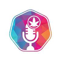 hennep podcast vector logo ontwerp. podcast logo met hennep blad vector sjabloon.