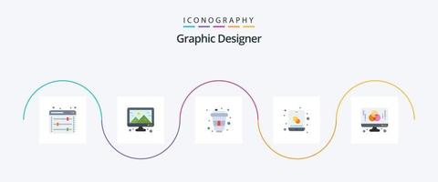 grafisch ontwerper vlak 5 icoon pak inclusief ontwerper. creatief. cola. mobiel. ontwerp vector