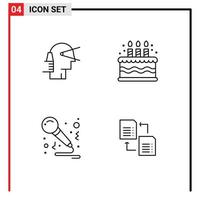 4 gebruiker koppel lijn pak van modern tekens en symbolen van bedrijf muziek- pad taart zingen bewerkbare vector ontwerp elementen