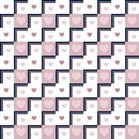 roze hart Aan zigzag meetkundig plein achtergrond vector naadloos patroon, element voor versieren Valentijn kaart, flanel Schotse ruit duidelijk kleding stof textiel afdrukken, behang en papier omhulsel