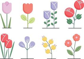 minimaal vlak gestileerde pastel bloem vector illustraties