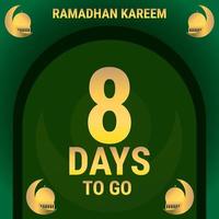 8 dagen naar Gaan. countdown bladeren banier dag. berekenen de tijd voor de maand van Ramadan. eps10 vector illustratie.