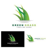 groen gras logo ontwerp, boerderij landschap illustratie, natuurlijk landschap vector