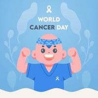 sociaal media post sjabloon vector illustratie wereld kanker dag Gezondheid ondersteuning spandoek, voer. met illustraties van vrolijk kinderen