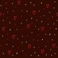 naadloos patroon met hand- getrokken harten Aan donker achtergrond, valentijn decoratie, romantiek afdrukken, kan worden gebruikt voor behang, inpakpapier papier, omslag, stof ontwerp, ansichtkaart, web bladzijde vector