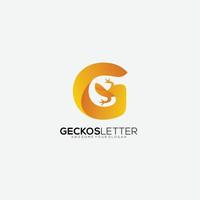 brief g met gekko ontwerp helling kleur logo vector