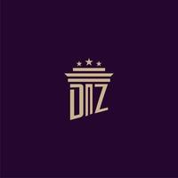 dz eerste monogram logo ontwerp voor advocatenkantoor advocaten met pijler vector beeld