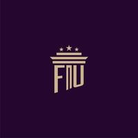 fu eerste monogram logo ontwerp voor advocatenkantoor advocaten met pijler vector beeld
