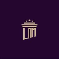 lm eerste monogram logo ontwerp voor advocatenkantoor advocaten met pijler vector beeld