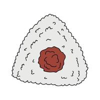 hand- getrokken onigiri clip art. Japans snel voedsel gemaakt van rijst. rijst- bal in noch ik zeewier vector