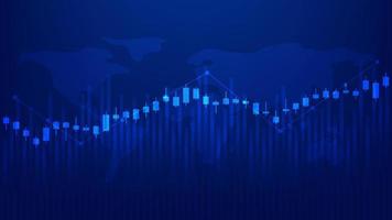 economie en financiën grafisch concept. financieel bedrijf investering statistieken met voorraad markt kandelaars en bar tabel Aan blauw achtergrond vector
