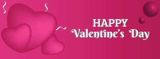 bewerkbare vrij roze kleur gelukkig valentijnsdag dag Hoes ontwerp sjabloon met creatief 3d hart vorm en 3d tekst vector illustratie