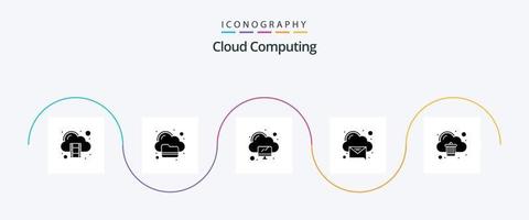wolk berekenen glyph 5 icoon pak inclusief verwijderen. bericht. computer. ontvangen. wolk vector
