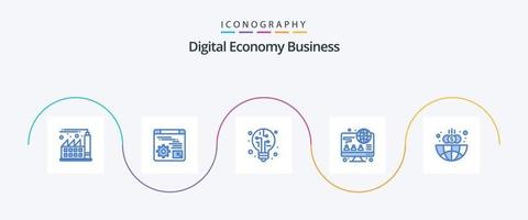 digitaal economie bedrijf blauw 5 icoon pak inclusief . globaal. licht. financiën. bedrijf vector