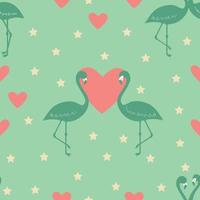 flamingo's silhouet en harten naadloos patroon vector