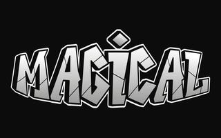 magisch woord trippy psychedelisch graffiti stijl letters.vector hand- getrokken tekening tekenfilm logo magisch illustratie. grappig koel trippy brieven, mode, graffiti stijl afdrukken voor t-shirt, poster concept vector