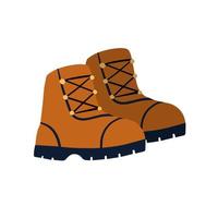 wandelen laarzen. stevig bruin leer reizen schoenen. reiziger kleding item. tekening tekenfilm vector