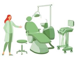 tandheelkundig kantoor en tandheelkundig stoel en dokter vector