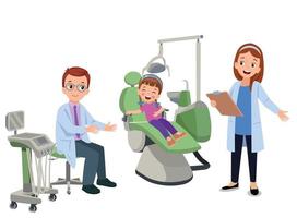 tandarts en jongen geïsoleerd tekenfilm vector illustraties