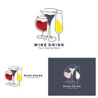 drank wijn logo ontwerp, glas illustratie, alcohol drinken fles, bedrijf Product vector