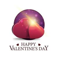 gelukkig Valentijnsdag dag, wit plein poscard met hart vormig Cadeau dozen vector