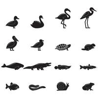 verzameling van vector silhouet van boerderij en wild dier. symbool van natuur en schepsels.