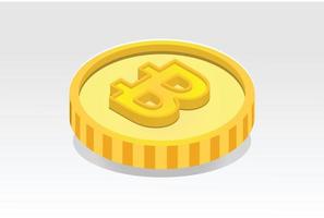 isometrische modern hoog detail goud token crypto valuta munt logo illustratie vector