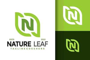 n natuur blad logo ontwerp vector illustratie sjabloon