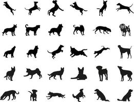 vector, geïsoleerd zwart silhouet van een hond, collectie vector