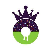 bakkerij koning vector logo ontwerp. donut met koning kroon icoon logo ontwerp.