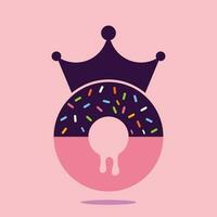 bakkerij koning vector logo ontwerp. donut met koning kroon icoon logo ontwerp.