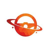 rit planeet vector logo ontwerp. stuurinrichting wiel baan symbool of icoon