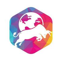 wereldbol stier vector logo icoon ontwerp. woord en stier logo ontwerp icoon vector.