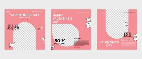 Valentijn plein banier ontwerp sjabloon set. rood achtergrond met liefde lijn kader. kan worden gebruikt voor sociaal media berichten, groet kaarten, banners en web advertenties. vector