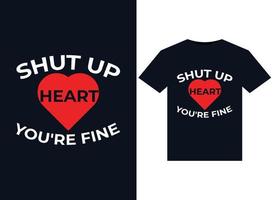 shut omhoog hart jij bent prima illustraties voor drukklare t-shirts ontwerp vector